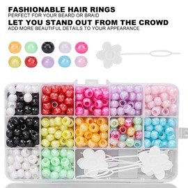 365pcs Hair Braiding Beads Hair Dreadlocks Colourful Hair Cuffs DIY Hair Beard Decoration Hair Clip Headband Accessories