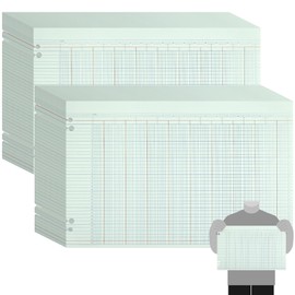 Skyygemm 200 Pcs 30 Columns Accounting Ledger Book Columnar Pad Sheet Ruled Ledger Paper Bookkeeping Green Double Page Format 11 x 17 Inch