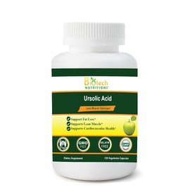 Biotech Nutritions Ursolic Acid 200 mg Gelatin Free Non-GMO Made in USA, 120 Count