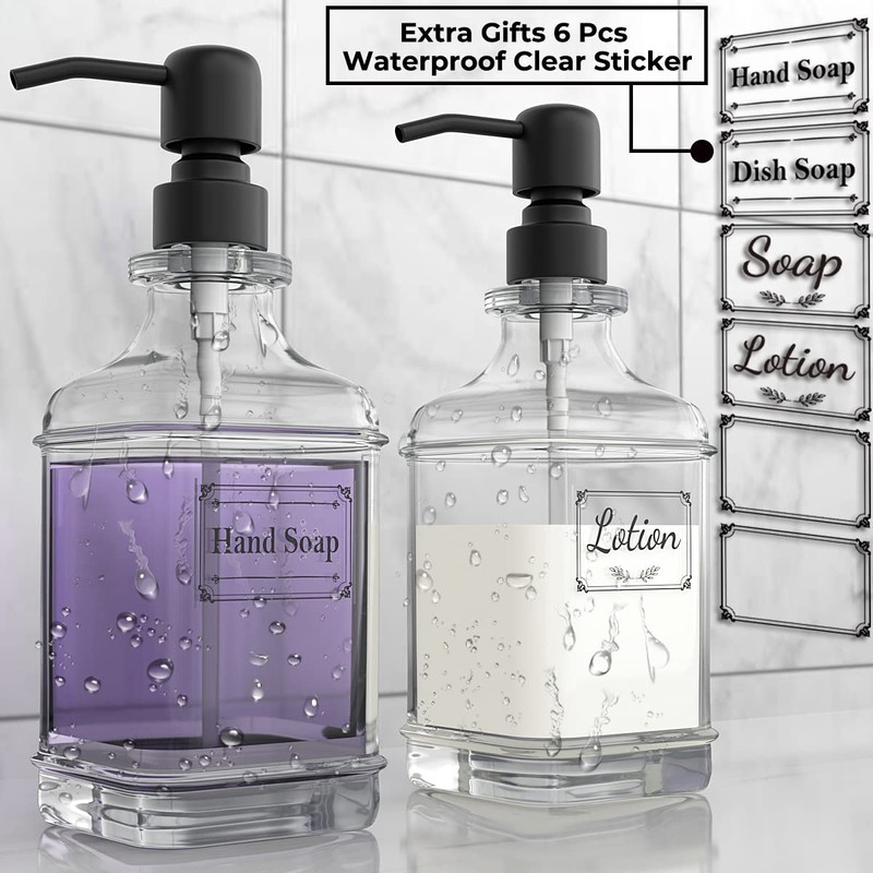 GLADPURE 2 Pack Soap Dispenser, 18 Oz Antique Design Thick