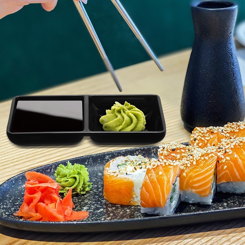 Ntwoiee 6 Pcs Dual Dipping Sauce Bowls Soy Sauce Dish