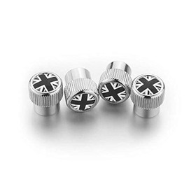 Heinmo For Cooper F/R Series Car Tyre Wheel Stem Air Valve Cap Dust Cover Tyre Valve Stem Caps Union Jack 4 Pieces (SV Grey)