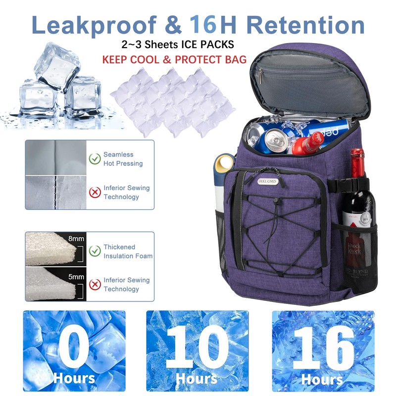 Backpack Coolers Insulated Leak Proof 30 Cans with Reusable Ice