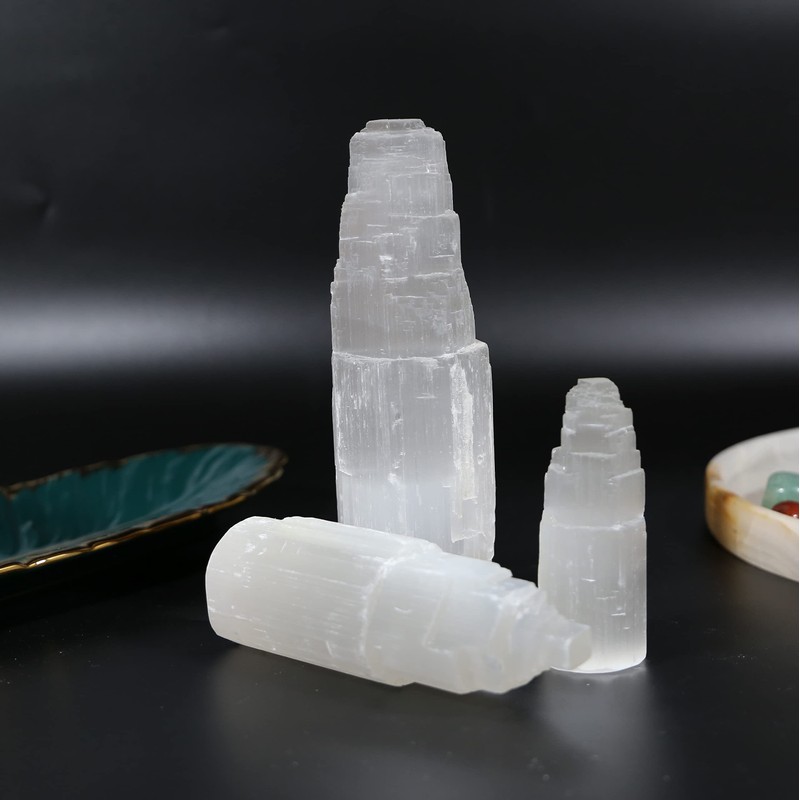 HEIMTEX Selenite Crystal Tower Mountain Column in Various Sizes, Ideal