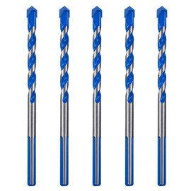 5 Piece Masonry Drill Bit Set for Concrete Tile Glass Ceramic Brick, 15/64" Solid Carbide Drill Bit with Triangle Handle,Tungsten Steel Alloy Tip