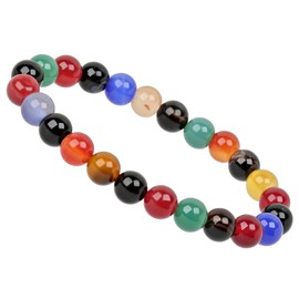 Eledoro Genuine Gemstone Beads, Chakra Bracelet, PowerBead, Stretch Bead Bracelet, 8 mm, 17 centimeters, Gemstone, Agate multi-coloured