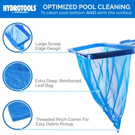 SWIMLINE HYDROTOOLS 8040 Leaf Net For Inground Above Ground Pool Pond | Extra Large Skimmer Net Cleaning Tool & Ultra Fine Deep Mesh Bag | Durable Reinforced Plastic Frame | For Debris Bugs Pickup