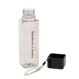 Generisch Stylish Square Designer Qubelle 480ml Clear Water Bottle with Black Lid Northern Classics