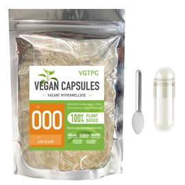 VGTPC Size 000 Empty Vegetarian Capsules, (100 Count) Vegan Clear Fillable Veggie Pill Capsules for DIY Supplement Filling