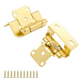 Semi Wrap Overylay Cabinet Hinges Gold, 60 Pack 30 Pairs Partial Wrap Self Closing Kitchen Cabinet Hinges,Brushed Gold Hidden Cabinet Hinge for Face Frame Cabinet Doors