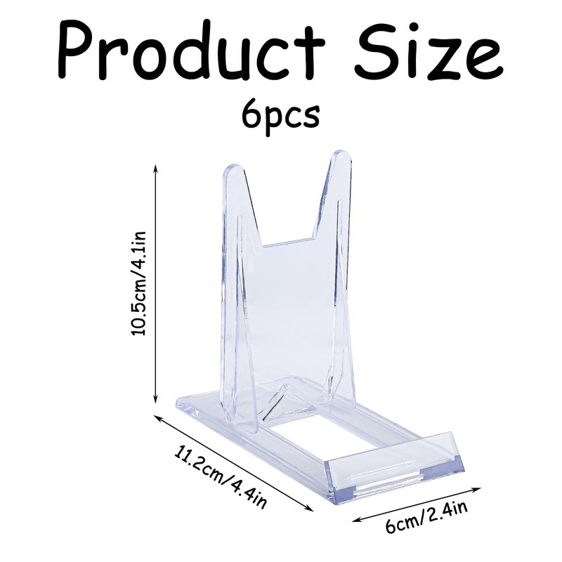 Rumyve 6Pcs Acrylic Display Stands,Adjustable Clear Plate Display Stands,Multifunctional Easel