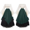 NSPSTT Womens Renaissance Medieval Costume Victorian Dresses Gown Scottish Dress,Darkgreen