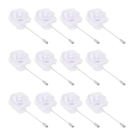 PATIKIL Flower Boutonnieres Pin, 12 Pcs Handmade Camellia Lapel Pin for Men Women Suit Wedding Graduation Anniversary Brooch Outfit Accessories, White