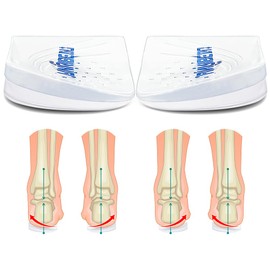 Unribeau 2 Layers Adjustable Supination & Pronation Correction Heel Insoles,Self-Adhesive Medial & Lateral Heel Wedge Inserts for Foot Alignment and Bow Legs (Transparent, S: W: 4.5-7 / M: 4.5-6.5)