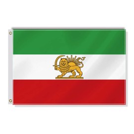 Former Iran Flag(1964–1980) Small Flag,12×18 Inch Two Layer Fabric Small Banner,1×1.5 FT Old Iranian Nautical Decor,Mini Digital Printed 150D Polyester Banner With Brass Grommet