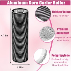 WILLBOND 4 Pcs Long Hair Rollers for Bangs Aluminum Core Curlers Thermal Self Grip Roller for Long and Medium Hair Women Hairstyle(4.1 x 1.2 Inch,Black)