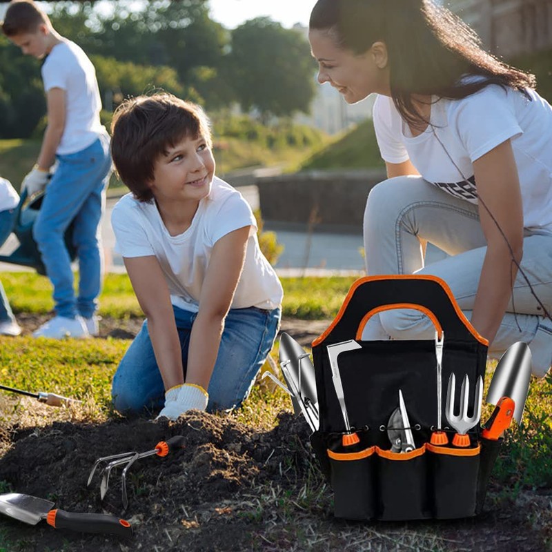 QINGFANGLI Garden Tool Set,10 PCS Stainless Steel Heavy Duty Gardening