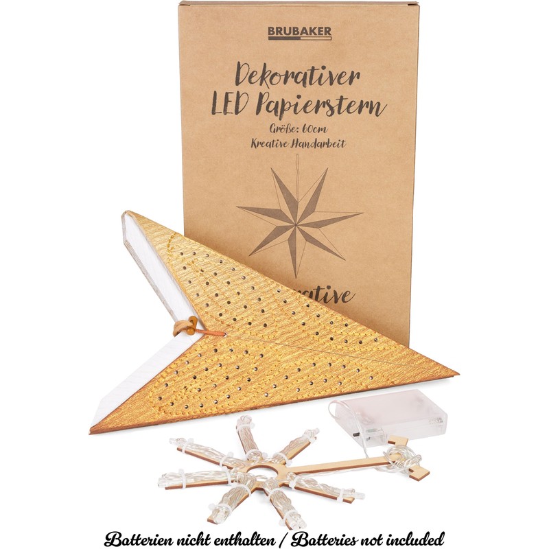 BRUBAKER 60 cm Paper Christmas Star for Hanging - LED