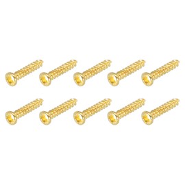 PATIKIL Guitar Tuner Screws Metal Guitar Tuner Tuning Peg Machine Head Cross Hole Screw 2.1*10mm Iron Go Gold Tone for Electric Bass Folk Guitar 20pcs