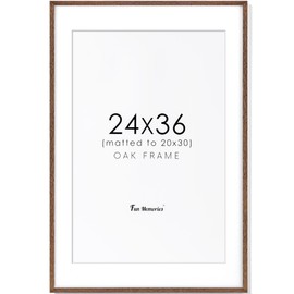 24x36 Picture Frame, 24x36 Poster Frame - Solid Oak Wood & Tempered Real Glass, Large 24 x 36 Frame for Wall, Rustic Wooden 24 by 36 Frame, 24x36 Frame with Mat for 20x30, Walnut Color