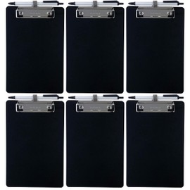 Trade Quest Small Memo Clipboard 6'' x 9'' Pen Holder Clip Plastic (Black) (Pen Included) (Pack of 6)