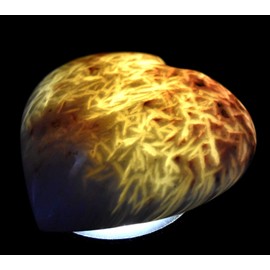 120g 2.6" White Scolecite Sparys Carved into Heart Polished SW UV Reactive Natural Zeolite Gemstone Crystal Mineral Specimen - India + Stand