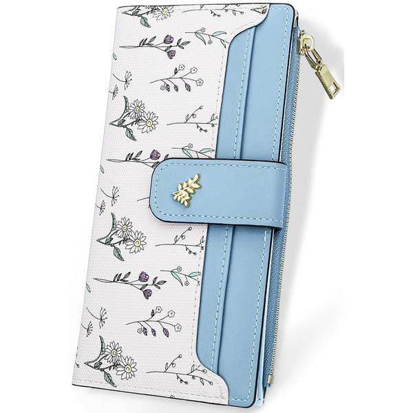 [Farcauo] Cute RFID Long Wallet Green Billfold Card Holder ID