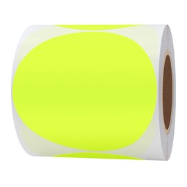 Hylabelest Fluorescent Yellow Round Stickers 4 Inch Color Coding Dots Labels Total 100 Per Roll (Fluorescent Yellow, 4")