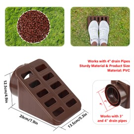 Kisotay Angled Drainage Grate, Lawn Grate Yard Drain for Sump Pump and Downspout Extensions (1, Brown)