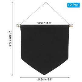 PATIKIL Enamel Pin Display Banner, 2 Pack 11"x10" Canvas Blank Holder Board Wall Hanging for Trading Badge Flag Collection Organizer Book Collector Case Pennant Felt Bag Box, Black