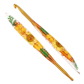 Reessy 6mm Crochet Hooks, Aluminium Crochet Hook with Transparent Dried Flowers Handle, Ergonomic Crochet Hooks for Arthritis Hand Comfortable Crocheting-One Piece