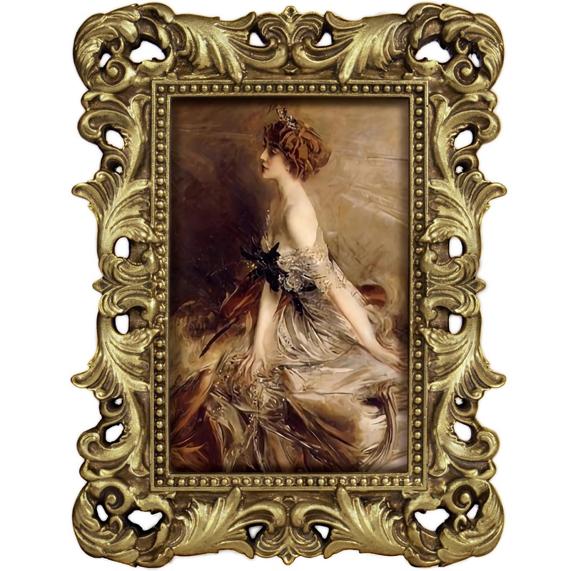 FJXMFRAME Vintage 4x6 Picture Frame Antique Gold Picture Frames with