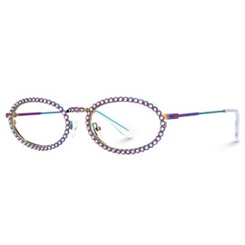 VOOGLAM Oval Blue Light Glasses for Women Anti Eyestrain Dry Eyes Computer Phone TV Eyewear Aurora Rhinestones Fergie GJGM771121-03