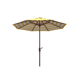 SAFAVIEH Outdoor Collection Athens Yellow Inside Out Striped 9FT Crank Auto Tilt Umbrella