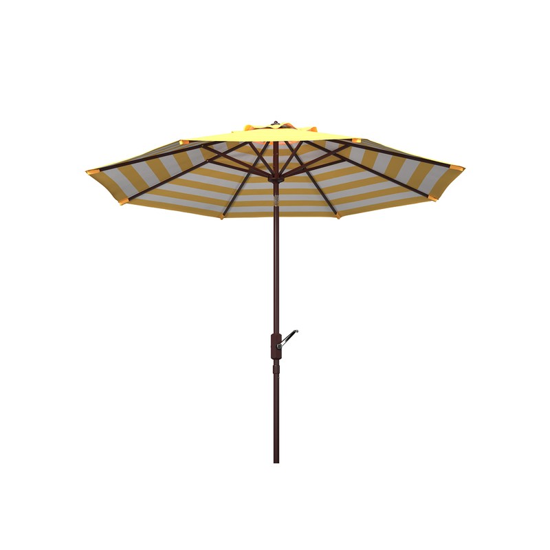 SAFAVIEH Outdoor Collection Athens Yellow Inside Out Striped 9FT Crank
