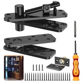 Hidden Door Hinge, 570LBS Load-Bearing Thickened Solid Alloy Steel, 360° Rotation Heavy Duty Pivot Hinge, Swinging Conceal Hinges for Secret Doors, Bookcase, Murphy & Shelf Doors