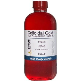 Sirius Metals True Colloidal Gold (50 ppm) - 99.99+% Purity - 250 mL (8.45 Fl Oz) in a Clear BPA-Free Plastic Bottle, 1 Count (Pack of 1)
