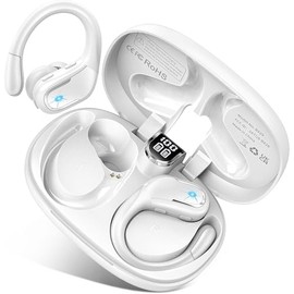 Kopfhörer Bluetooth Sport, 75Std Kopfhörer Kabellos Bluetooth 5.4, Wireless Earbuds 4 HD ENC Noise Cancelling Mic, K opfhörer In Ear HiFi Stereo, IP7 Wasserdicht für Android iOS, Comfort Fit, Weiß