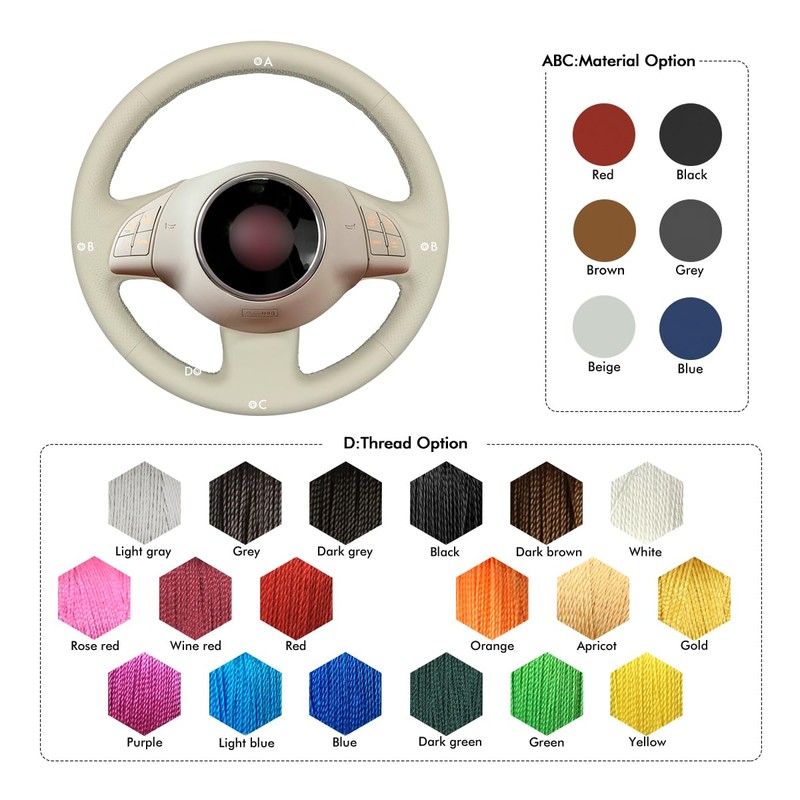 MEWANT Steering Wheel Cover for Fiat 500 2008-2012 DIY Hand