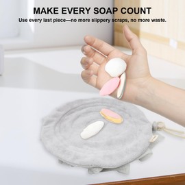 3Pcs 2-in-1 Loofah Washcloth with Bar Soap Scrubber & Drawstring - Exfoliating Washable Loofah Soap Bar Holder Combo, Shower Ball with Soap Pouch, Bath Sponge Loofahs with Soap Pocket