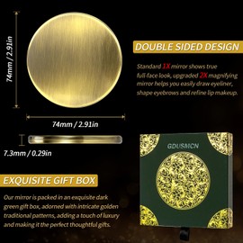 Vintage Bronze Compact Pocket Mirror, 2X Magnifying Double‑Sided Makeup Mirror, One‑Piece Stamped Metal Hand Mirror with Premium Gift Box, Daily travel bags, mirrors, and ladies' gifts(bronze)