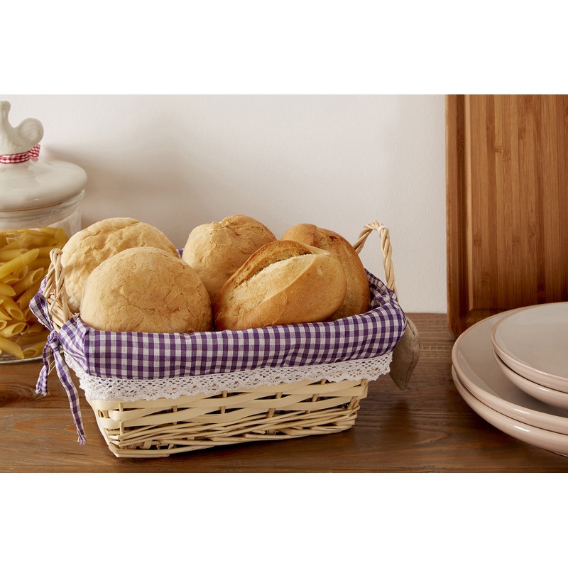 Premier Housewares Rectangle Willow Basket with Gingham Lining - Purple