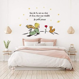 decalmile Wall Sticker The Little Prince Wall Sticker with Sayings and Quotes Fairy Tales for Children's Room Baby's Room Bedroom Wall Decoration