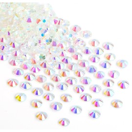 Jollin Glue Fix Crystal Flatback Rhinestones Glass Diamantes Gems for Nail Art Crafts Decorations Clothes Shoes(ss4 2880pcs, Transparent AB)