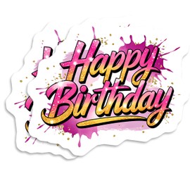 (2 Pack) Happy Birthday Stickers Sticker - 2 Pack - 5" On Longest Side - Made in USA - PLDFS10037