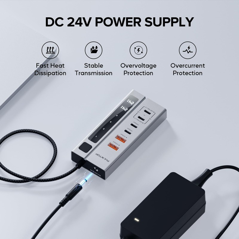Hub USB C alimentado con alimentación, Hub USB PULWTOP compatible