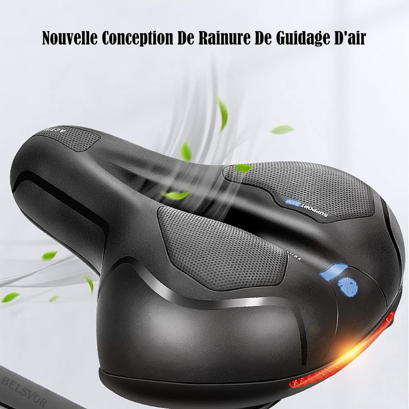 BELSVOR Comfortable Bicycle Saddle, Bicycle Saddle with Double Spring Shock