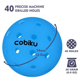 COBIKU Premium Outdoor Pickleballs Balls 6Pack - 40 Hole Pickleballs USAPA Approved Tournament and Competition Pickleball with Perfectly Balanced and Visibility, Ideal for All Skill Levels - Blue