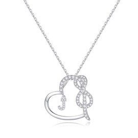 Romavan Women's 925 Sterling Silver Infinity Heart Pendant Necklace with Initial Letter for Women, Teens, Girls - Christmas, Mother's Day, Valentine's Day Gifts