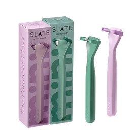 SLATE Mini hilo dental Slate: palillo reutilizable con cepillo para encías y raspador de lengua, inventado por dentistas, sin PFAS ni PTFE, listo para viajar (paquete de 2) - Lila/Menta